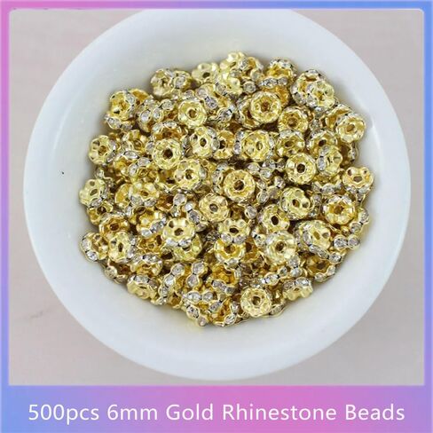PAMIR TONG 500pcs 6mm Rhinestone Space Beads for Pens Assortment Beadable Pens Beads-Glitter Wave Round Rondelle Crystal Loose Braclet Beads-DIY Decorative Beads (Round Silver) in Kuwait
