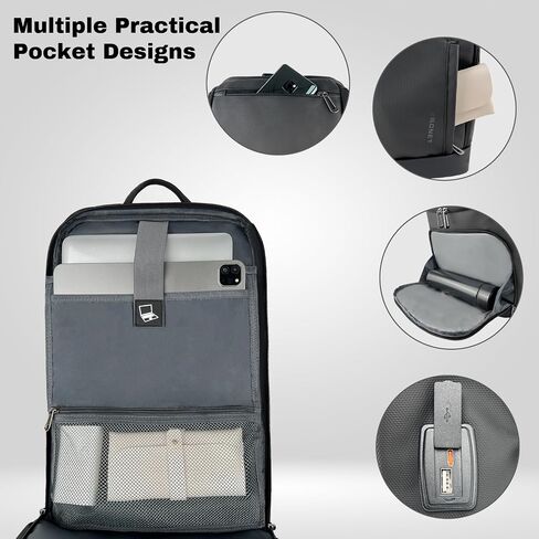 Laptop Backpack for Men, Waterproof Business Travel Backpack 17-inch Slim Computer Daypack fits Office Work Airplane Daily College with Luggage Sleeve, USB Charging, Black in Saudi Arabia