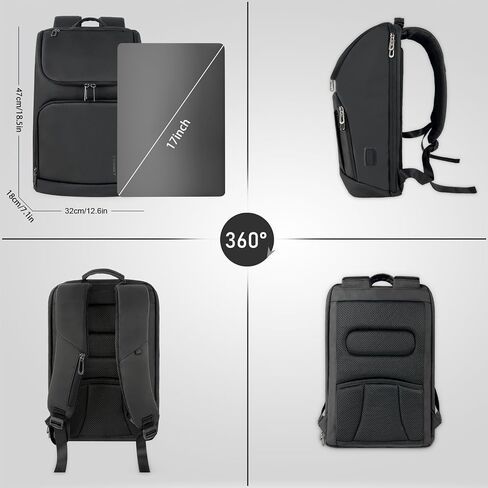 Laptop Backpack for Men, Waterproof Business Travel Backpack 17-inch Slim Computer Daypack fits Office Work Airplane Daily College with Luggage Sleeve, USB Charging, Black in Saudi Arabia