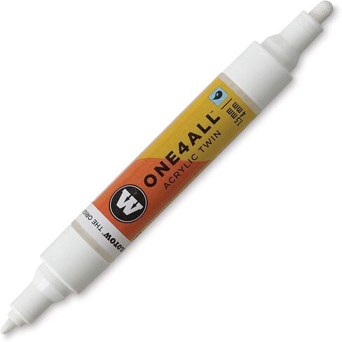 MOLOTOW ONE4ALL Acrylic Twin Pump Marker, 1.5mm and 4mm Nibs, Signal White, 1 Each (227.411) in Saudi Arabia