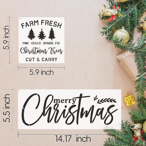 10 Pieces Christmas Stencils for Painting on Wood, Holiday Drawing Stencils for Crafts Reusable, Plastic Painting Spraying Template for DIY Walls Fabrics Window Art and Christmas Decoration Xmas Decor in Saudi Arabia