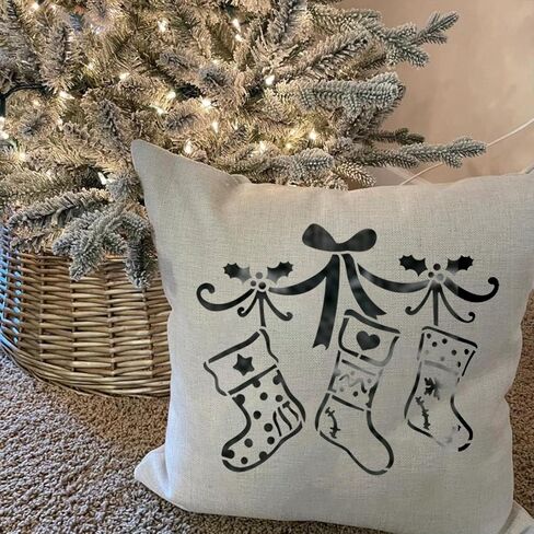 10 Pieces Christmas Stencils for Painting on Wood, Holiday Drawing Stencils for Crafts Reusable, Plastic Painting Spraying Template for DIY Walls Fabrics Window Art and Christmas Decoration Xmas Decor in Saudi Arabia