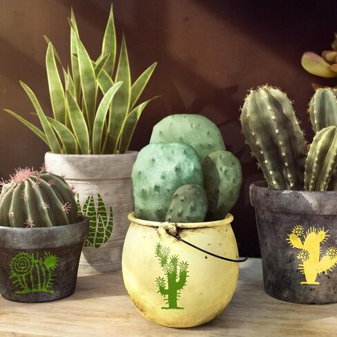 25 Pcs 6 Inch Cacti Stencils for Painting, Reusable Flower Plant Templates Kit Alphabet Stencils for Painting on Wall, Wood, Fabric, Glass, Spray Painting, DIY Craft Decoration (Cacti) in Saudi Arabia