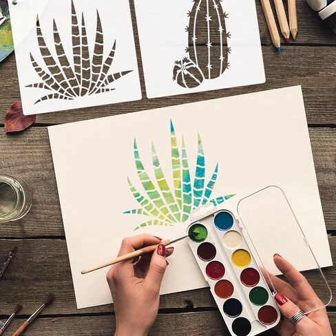 25 Pcs 6 Inch Cacti Stencils for Painting, Reusable Flower Plant Templates Kit Alphabet Stencils for Painting on Wall, Wood, Fabric, Glass, Spray Painting, DIY Craft Decoration (Cacti) in Saudi Arabia