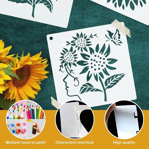 25 Pcs 6 Inch Cacti Stencils for Painting, Reusable Flower Plant Templates Kit Alphabet Stencils for Painting on Wall, Wood, Fabric, Glass, Spray Painting, DIY Craft Decoration (Cacti) in Saudi Arabia