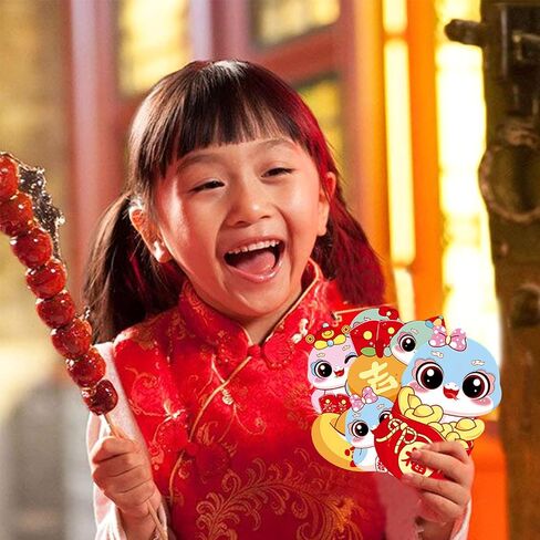 Chinese New Year Red Envelopes 24 Pcs Year of the Snake Red Envelope Cute Chinese Hong Bao 2025 Lucky Money Envelopes Red Pocket Envelopes for Spring Festival in Saudi Arabia