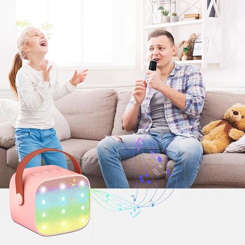 Mini Karaoke Machine for Kids Adults, Portable Karaoke Machine,Bluetooth Speaker with 2 Wireless Microphones and LED Lights, Birthday Gifts for Girls Ages 4, 5, 6, 7, 8, 9, 10, 12+ (Blue) in Saudi Arabia