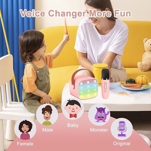 Mini Karaoke Machine for Kids Adults, Portable Karaoke Machine,Bluetooth Speaker with 2 Wireless Microphones and LED Lights, Birthday Gifts for Girls Ages 4, 5, 6, 7, 8, 9, 10, 12+ (Blue) in Saudi Arabia