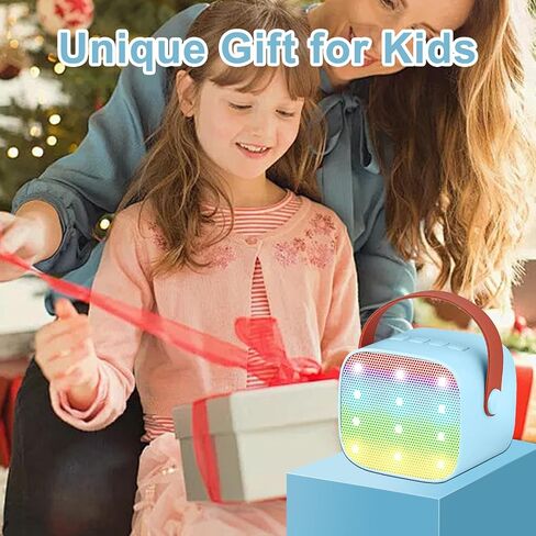 Mini Karaoke Machine for Kids Adults, Portable Karaoke Machine,Bluetooth Speaker with 2 Wireless Microphones and LED Lights, Birthday Gifts for Girls Ages 4, 5, 6, 7, 8, 9, 10, 12+ (Blue) in Saudi Arabia