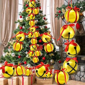 30 قطعة من بالونات جرس عيد الميلاد من Sotiff، بالونات فويل 4D، مقاس 22 بوصة و15 بوصة و10 بوصة، بالونات معدنية مع 60 قطعة من الملصقات وشريطين رول لتزيين حفلات أعياد الميلاد (فضي) in Kuwait