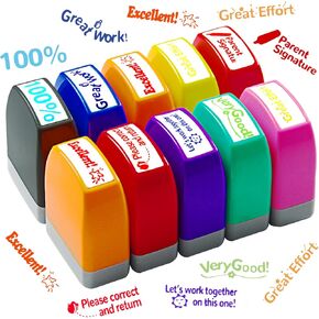 BoAn Teacher Stamps for Classroom Grading 10PCS, Motivational Teacher Self-Inking,Name Stamp for Kids School Supplies Kit Elementary,Teacher Supplies for Classroom