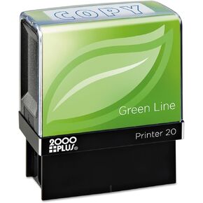 2000 Plus Green Line Self-Inking Message Stamp, Copy, 80% Recycled, 1 1/2" x 9/16" Impression, Blue Ink (098367)
