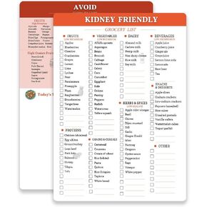 Reusable kidney friendly Food Grocery & Shopping List Guide, kidney friendly Diet Food Chart Meal Plan, Double Sided Erasable material