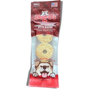 DOG-O'S CHEESY CHOMPERS, Bacon, All-Natural, Made in The USA, Grain Free, Gluten Free, Real Cheese Treats for Small Dogs (Pack of 3 Crunchy Treats)