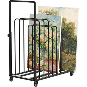ikare Art Canvas Storage Rack, Black Art Canvas Storage Rack,Art Storage,Metal Canvas Rack Art Storage with Handle & Caster Wheels
