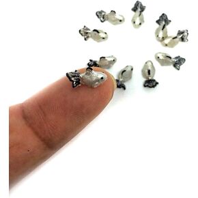 An_Shop 10pcs Artificial Animal Accessories Clay Goldfish Packs Miniature Figurine Mini Decorative for DIY Ornament Craft DIY Dollhouse Silver Pearl Bronze Color