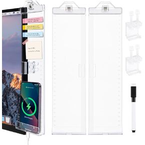 Office Desk Accessories, Acrylic Monitor Memo Boards for Computers, 2PCS (Left & Right) Multifunction Sticky Note Holder for Computer Screen, Home Office Accessories Desktop Message Office Decor