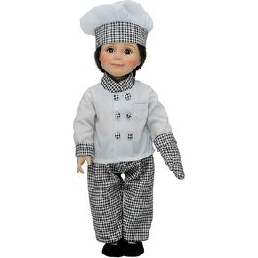 THE QUEEN'S TREASURES 18 Inch Doll Clothes & Accessories, 6 Pc Pastry Chef Clothing Outfit - Jacket, Hat, Pants, Shoes and Oven Mitt, Compatible for Use with American Girl Dolls. Doll NOT Included