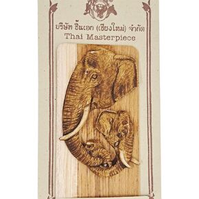 WitnyStore 7" Long Carved Wooden Bookmark Elephants Holding Trunks Handmade Unique Craft Accessory Collectibles Gift Souvenir
