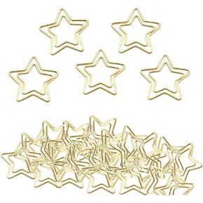 Funny Cute Paperclips Bookmarks Planner Clips，Gold Five Pointed Star Paper Clip,JruiZhp Star Shape 50pcs Metal Paper Clips with Clear Box for Fun Office Supplies School Gifts Decoration