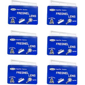 MagDepo 6 Pack Credit Card Size Magnifier Ruler Fire Starter Magnifying Glass Wallet Pocket Magnifier for Reading Small Print, Map, and Book-Blue