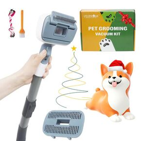 Dog Cat Brush for Shedding and Grooming,Two Replacement Heads,Massage the skin,Easy to Clean Comb for Long Short Haired Pets,use with Vacuum,Compatible with 32mm&35mm Universal Vacuum