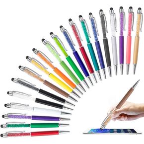 20pcs Bling Stylus Pen Retractable Ballpoint Pen Crystal Diamond Screen Touch Pen Capacitive Pens for Note Tab Office School Stationery Supplies(20 Pen-Black Ink)
