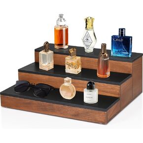 3-Tier Cologne Organizer for Men, Wood Perfume Organizer with Drawer, Cologne Stand Organizer for Organizing and Storage, Perfume Holder for Mens Room Decor, Perfume Display Shelf, Gift for Men Women