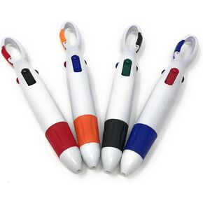 20 Bulk Multi-Colored Ink Shuttle Pen with Carabiner Clip Assortment