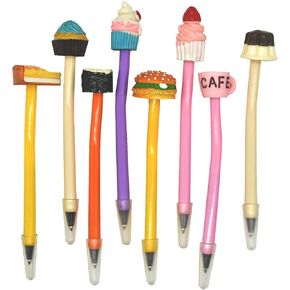 8PCS Novelty Food Pens Fun Hamburger Ballpoint Pens Sandwich Cupcake Pens Funny Puddings Pen Sushi Pen Black Ink For School Office Home Restaurant Stationery Christmas