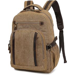 AUGUR Canvas Laptop Backpack, Travel Backpack Carry on Flight Approved Vintage Rucksack Backpack, Large Casual Knapsack for Men Women,Travel Daypack Fits 12-17 Inch Laptop(Black)
