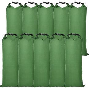 10Pcs Long Canvas Reusable Flooding Sandbags with Insert Buckle. Easy Handle Flood Protection Barrier for Home Door Window Basement Garage Floor Flood Control - 11"x28"