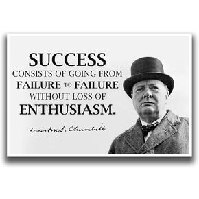 JSC386 Winston Churchill Success Classroom Poster | 18-Inches by 12-Inches | Premium 100lb Gloss Poster Paper