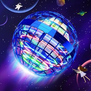 TOMZON 2024 UFO Flying Orb Ball, Galaxy Boomerang Ball with RGB LED Light Mini Hand Drone, Hand Controll Fidget Spinner Hover Orb Ball, Spinning Kids Toys Gift Boys Girls Quick USB Charge(Blue)