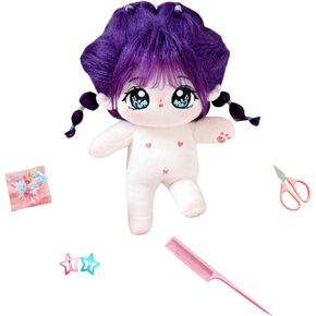 CALEMBOU 20cm Plush Doll, Cute Cotton Doll with Jointed Skeleton, Anime Soft Stuffed Dress Up Doll and Hairdressing Set, Collectible Gift (daibao, Boneless)