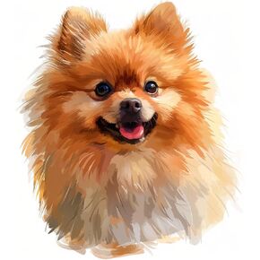 5D Diamond Art Painting Kits Dog Pomeranian Full Drill Round Beads Diamond Art Gems Stone Cross Stitch DIY Diamond Art Painting by Number Kits Wall Decoration 14x14inch