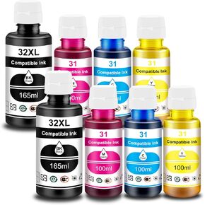 Pristar 8 Pack 32XL 31 Ink Compatible with HP 31 32XL Ink Bottle Set Replacement with HP Smart Tank 6001 5101 651 5000 7301 7001 7602 5102 Plus 551 455 457 450 (165 ML 32XL Black Ink 100 ML 31 CMY Ink in Kuwait