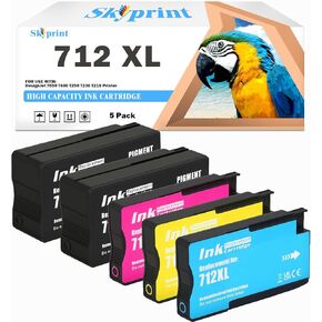 712 712XL Ink Cartridges Compatible with 712 Ink Cartridge DesignJet T650 T630 T250 T230 T210 Printer Ink.80-ml 29-ml(2 Black 1 Cyan 1 Magenta 1 Yellow)