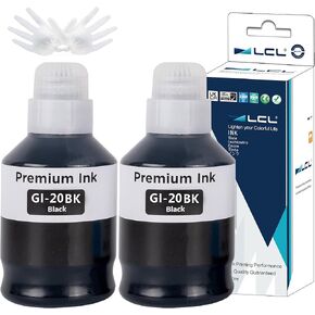 LCL GI-20 GI20 Black Ink Bottles Replacement for Canon 20 GI20 GI-20 Ink Refill Bottles Compatible with Canon PIXMA G5020 G6020 G7020 Printer (2-Pack)