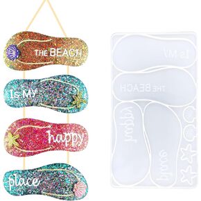 Flip Flops Silicone Molds, Beach Slipper Shoes Resin Mold for Epoxy Resin Casting, Decor Resin Molds for Wall Door Home Decoration