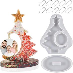 Christmas Photo Frame Resin Molds, Christmas Tree Theme Photo Frame Mold, Christmas Resin Molds, Christmas Tree Resin Mold for DIY Crafting, Home Table Desk Decor