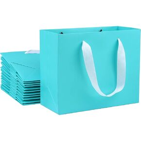 Dasofine Teal Gift Bags 20pcs, 8.7" × 3.9" × 7.1" Light Blue Gift bags Paper Bag with Handle Medium Size, Sturdy Kraft Paper Favor Bags, Gift Wrap Bags for Party, Wedding, Baby Shower