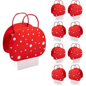 Cheerland Mushroom Bags Fairy Party Favors Mushroom Party Bag Fairy Birthday Decor Mushroom Gift Bag Forest Party Favors Treat Bags Woodland Party Favor Bags Fairy Birthday Decorations -Pack of 8