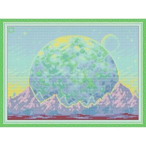 CROSSDECOR Stamped Cross Stitch Kits Full Range of DIY Needlepoint for Adult Beginners Pattern, for Gift and Home Decor 14CT 2 Strands Bright Lemon,13×16.1 inch