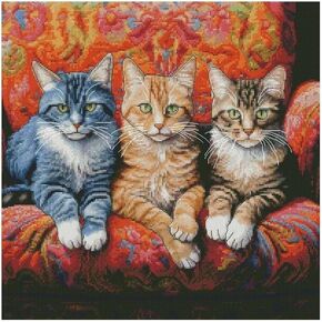 Cats on sofa cotton counted cross stitch kits,150x200stitch, 26x36cm, Egyptian cotton thread, 14 count counted cats cross stitch kit