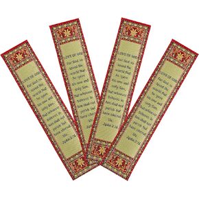 The Ten Commandments, Bulk Pack of 4 Woven Fabric Bible Verse Bookmarks, Silky Soft & Flexible Religious Bookmarkers for Novels Books & Bibles, Memory Verse Gift, Traditional Turkish Woven Design in Kuwait