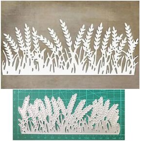 Wildflower Wheat Grass Border Metal Die Cuts, Wheat Grass Border Cutting Dies Cut Stencils Card Paper Craft DIY Template Metal Cutting Dies Album Embossing Paper Dies for Card Making Scrapbooking