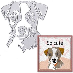 Dog Dies for Card Making, Puppy Dog Background Cutting Die for Scrapbooking Paper Crafting Decor DIY Photo Album, Metal Animal Puppy Doggy Die Cuts for Card Making