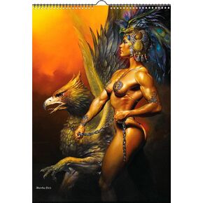 2025 Wall Calendar [13 pages 8"x12"] Epic Fantasy Warriors: Bold Adventures in Mythical Realms with Ferocious Beasts and Brave HeroesVintage Retro Posters