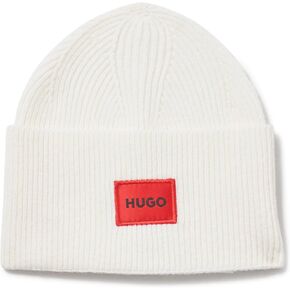 HUGO Knitted Beanie with Turn Up Cuff Ruby Red
